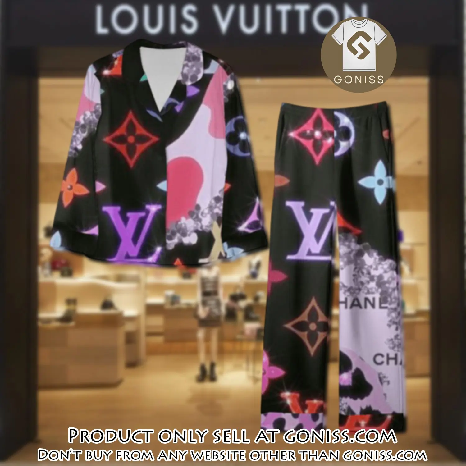 Trending luxury lv satin pajama set pjs1081 gn1207403